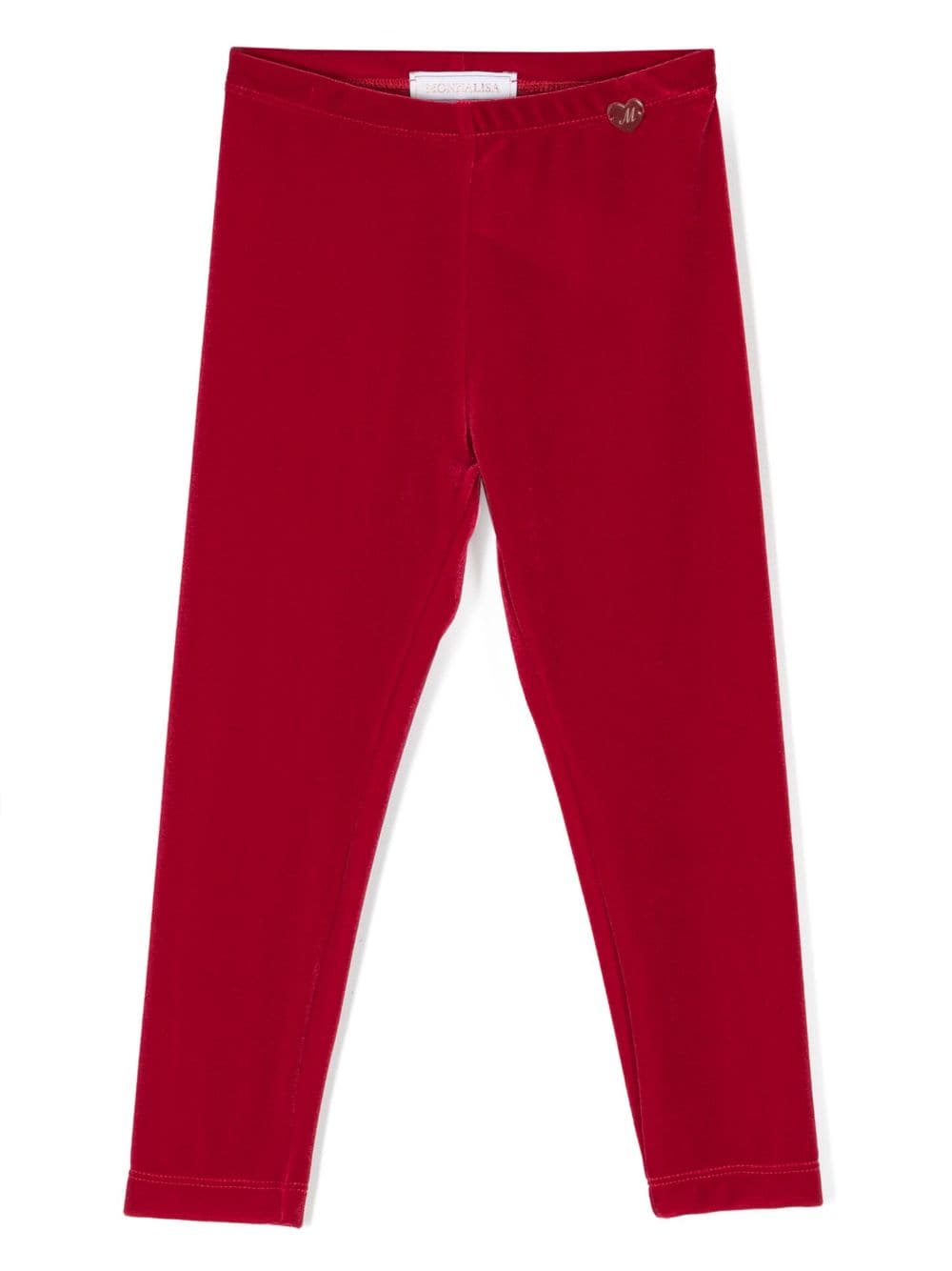 Monnalisa logo-plaque velvet leggings - Red von Monnalisa