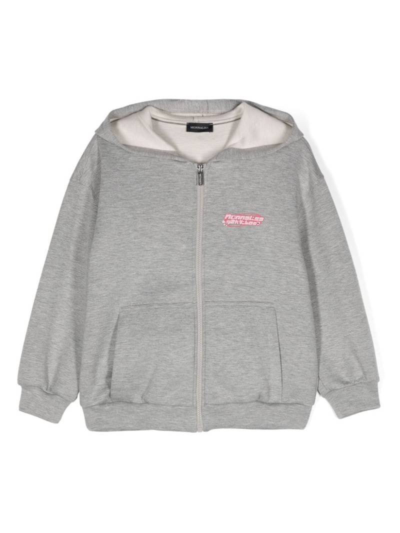 Monnalisa logo-print zipped hoodie - Grey von Monnalisa