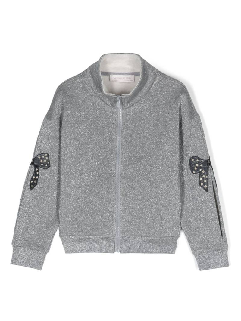 Monnalisa lurex zip-up sweatshirt - Grey von Monnalisa