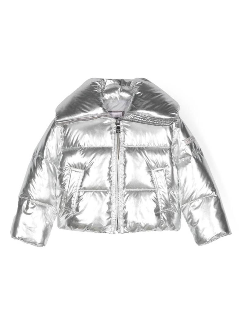 Monnalisa metallic padded hooded jacket - Silver von Monnalisa