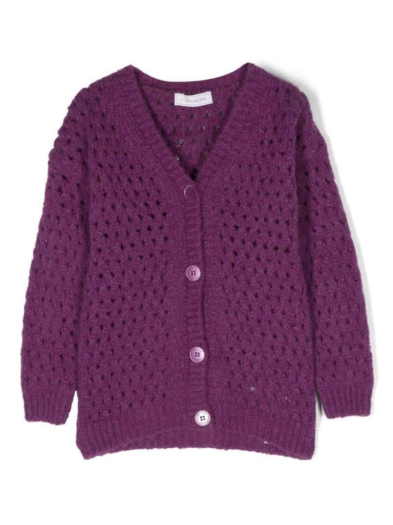 Monnalisa open-knit cardigan - Purple von Monnalisa