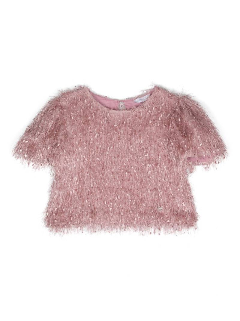 Monnalisa open-top fringe jacket - Pink von Monnalisa