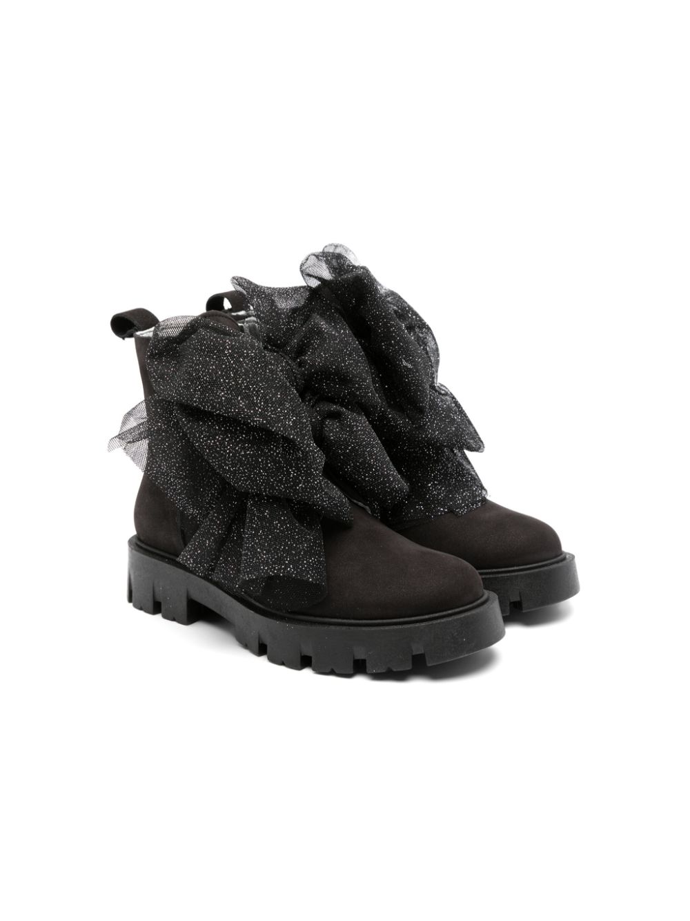 Monnalisa oversize-bow suede boots - Black von Monnalisa