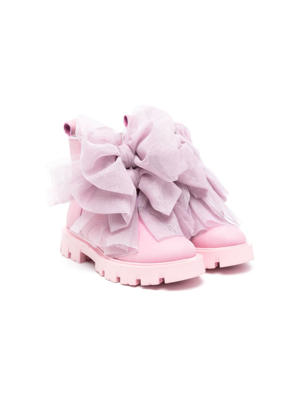 Monnalisa oversized-bows leather boots - Pink von Monnalisa