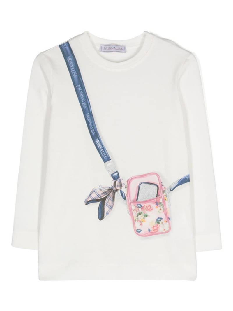 Monnalisa phone case-print T-shirt - White von Monnalisa