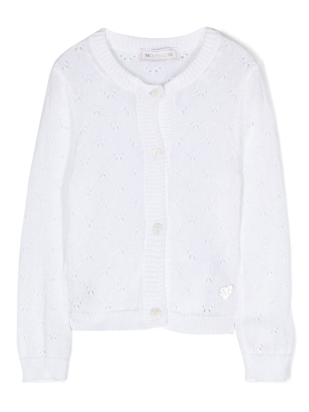 Monnalisa pointelle-knit cotton cardigan - White von Monnalisa