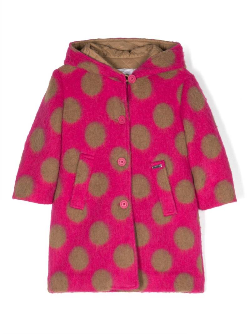 Monnalisa polka-dot print hooded coat - Pink von Monnalisa