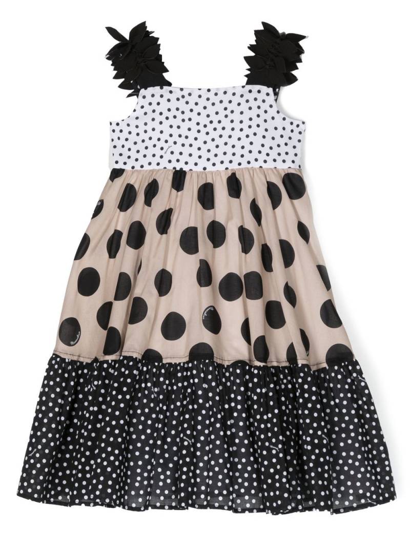 Monnalisa polka-dot print tiered dress - Neutrals von Monnalisa