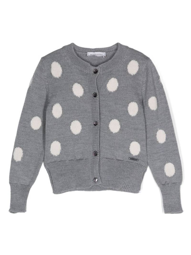 Monnalisa polka-dot wool cardigan - Grey von Monnalisa