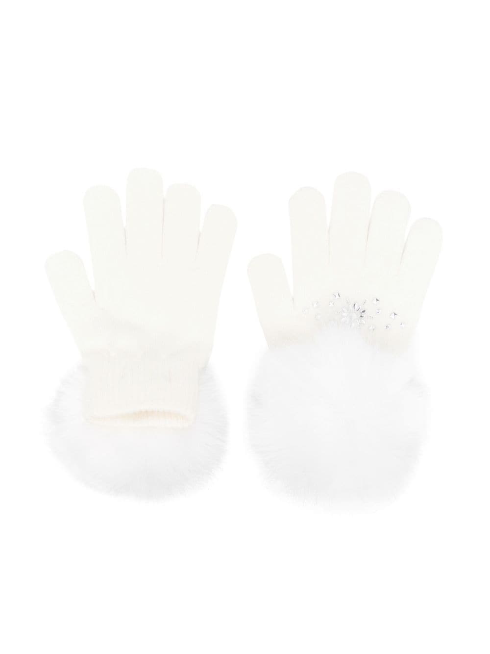 Monnalisa pompom-embellished gloves - White von Monnalisa