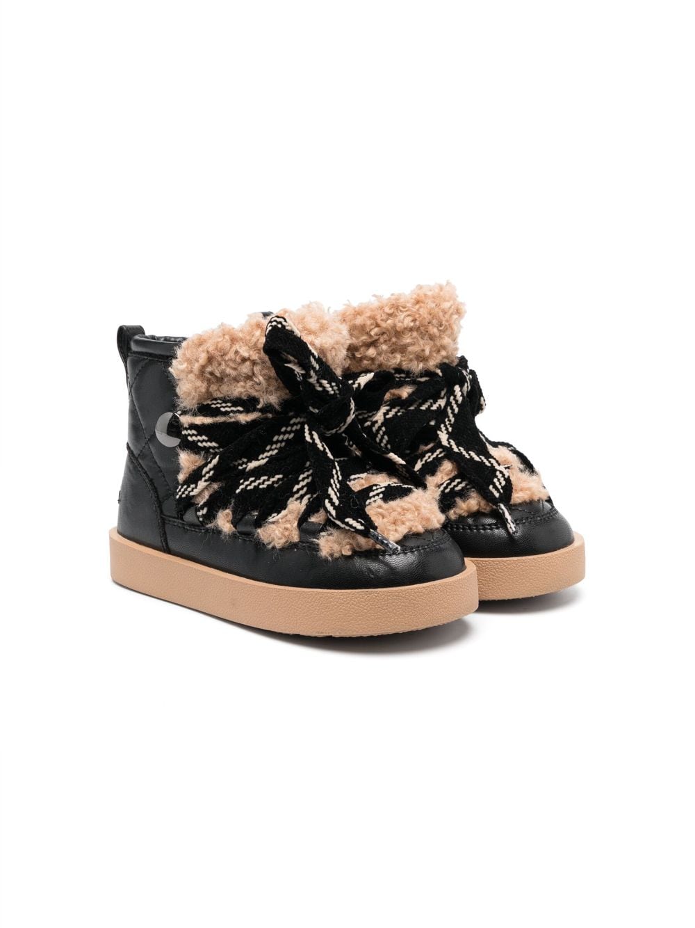 Monnalisa quilted lace-up snow boots - Black von Monnalisa