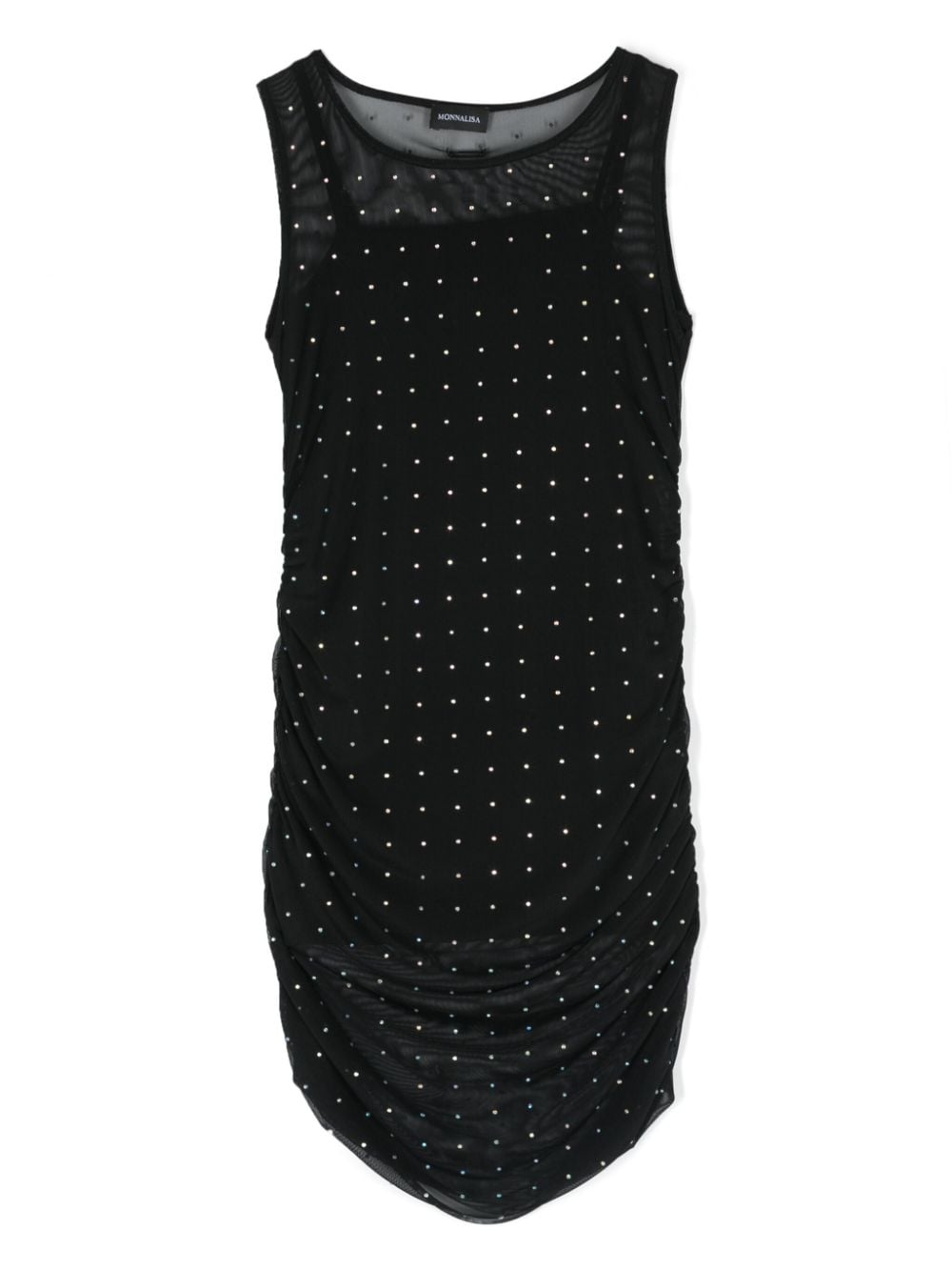 Monnalisa rhinestone-embellished draped sleeveless dress - Black von Monnalisa