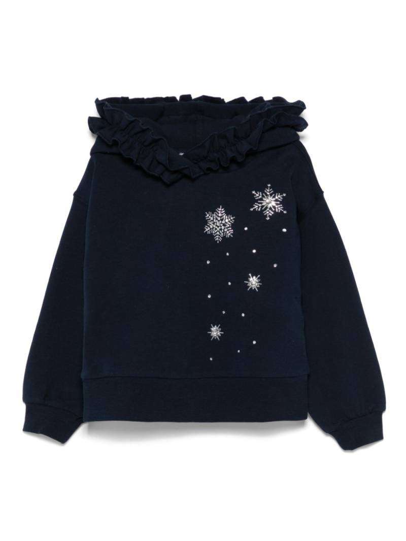 Monnalisa rhinestone-embellished hoodie - Blue von Monnalisa