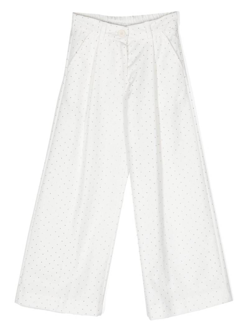 Monnalisa rhinestone-embellished wide-leg trousers - White von Monnalisa