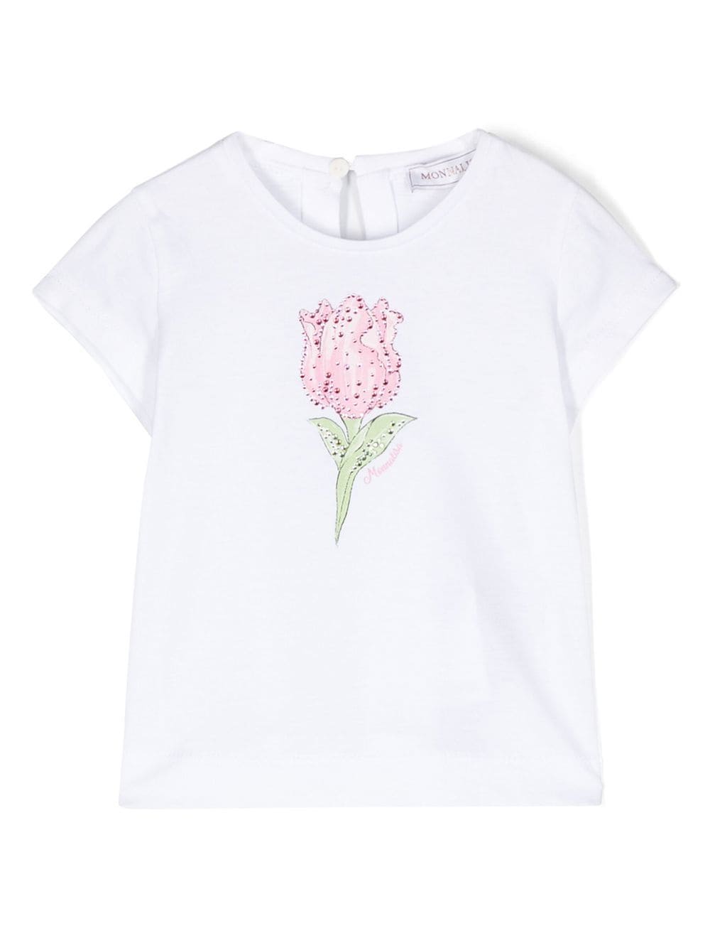 Monnalisa rhinestone floral-print T-shirt - White von Monnalisa