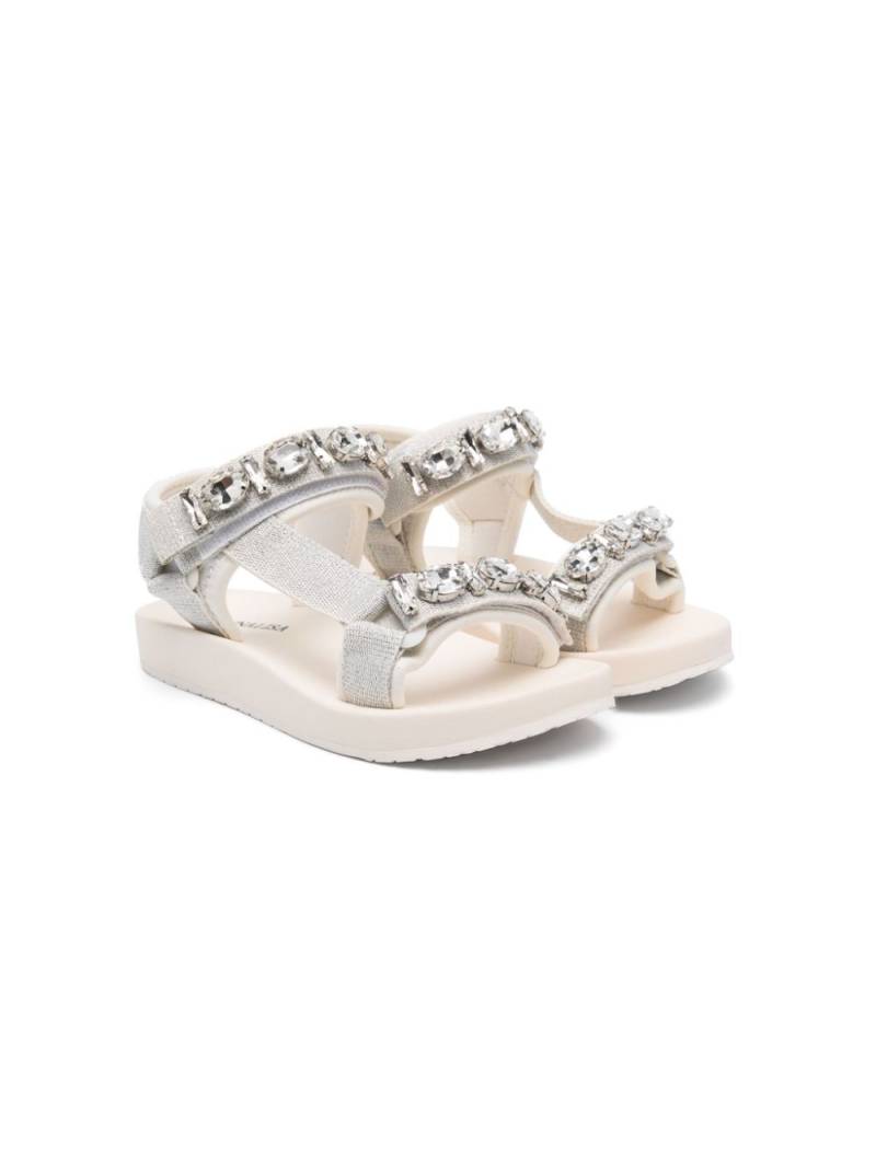 Monnalisa rhinestone touch-strap sandals - Neutrals von Monnalisa