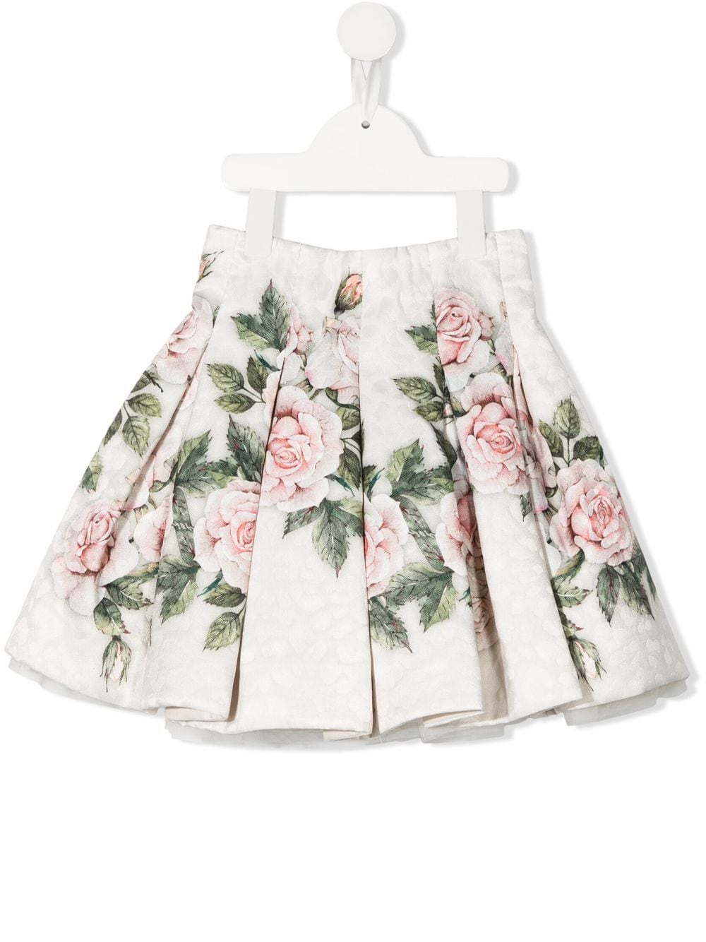 Monnalisa rose-print box-pleat skirt - Neutrals von Monnalisa