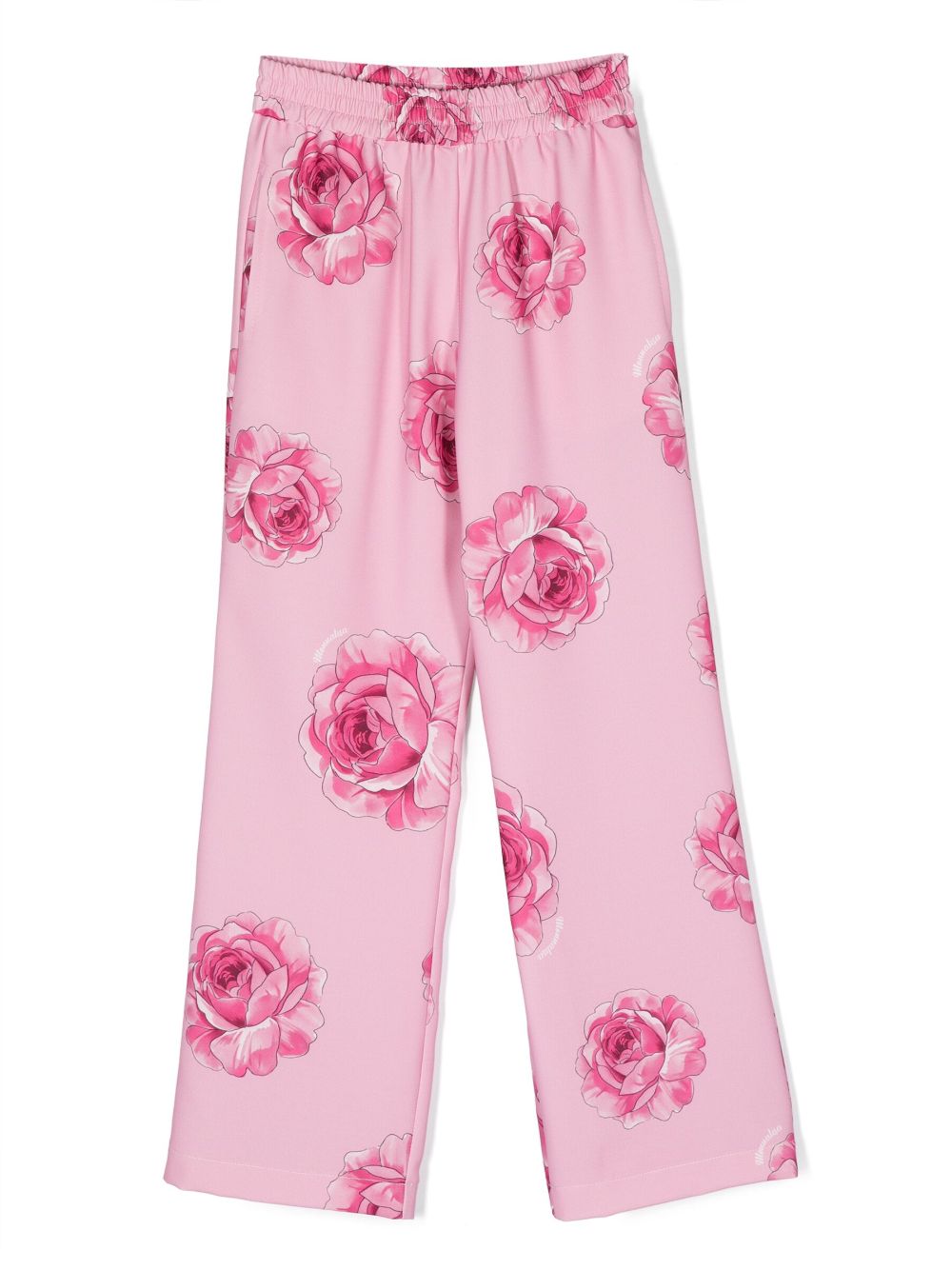 Monnalisa rose-print straight-leg trousers - Pink von Monnalisa