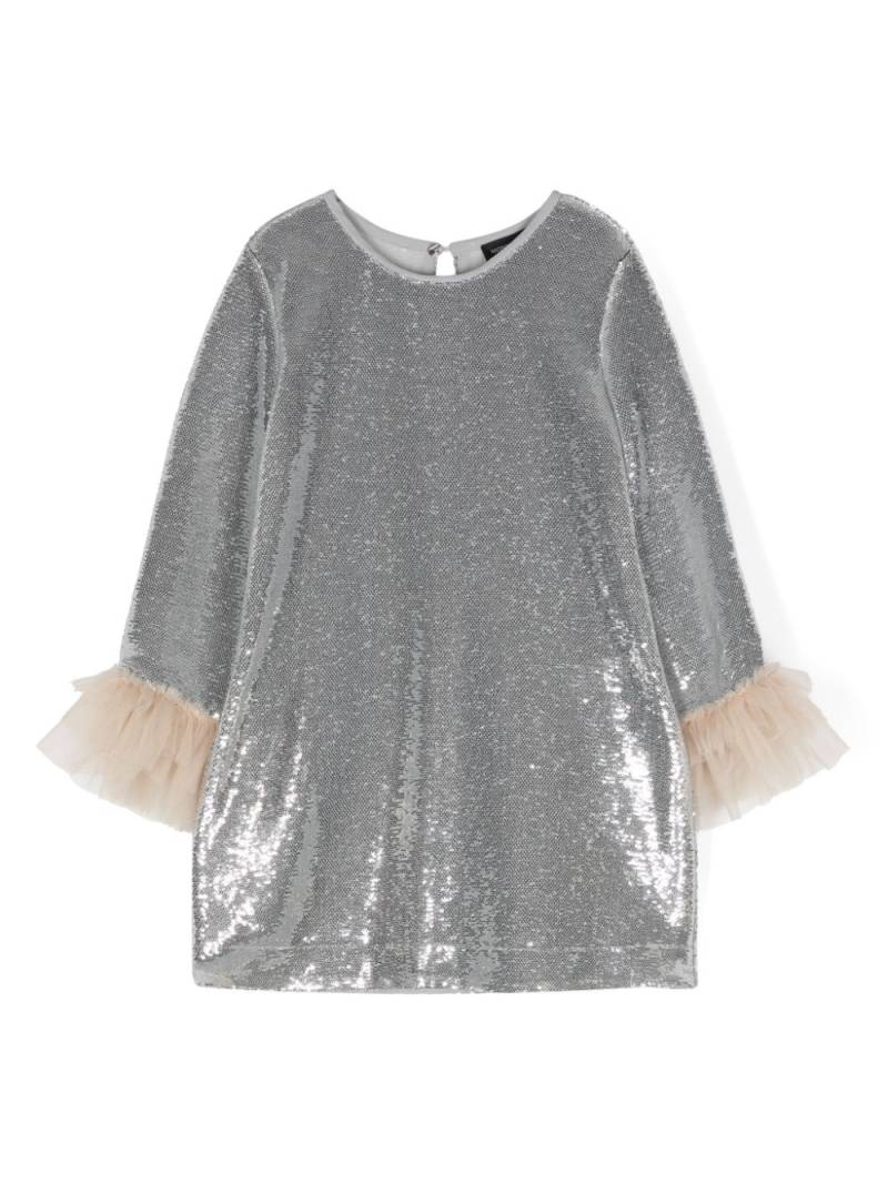 Monnalisa round-neck sequined dress - Silver von Monnalisa