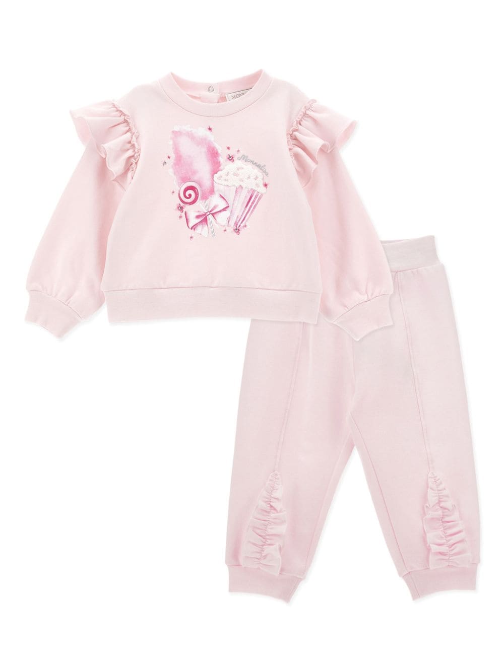 Monnalisa ruffle-detail cotton tracksuit - Pink von Monnalisa