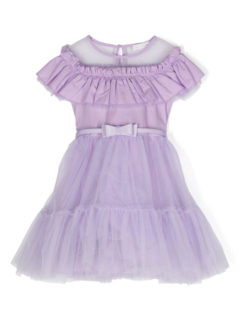 Monnalisa ruffle-detail tulle dress - Purple von Monnalisa