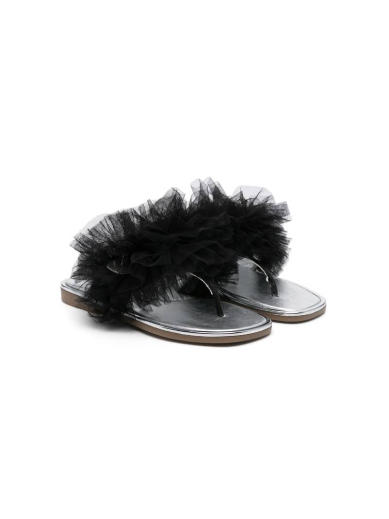 Monnalisa ruffle-detailed flip flops - Black von Monnalisa