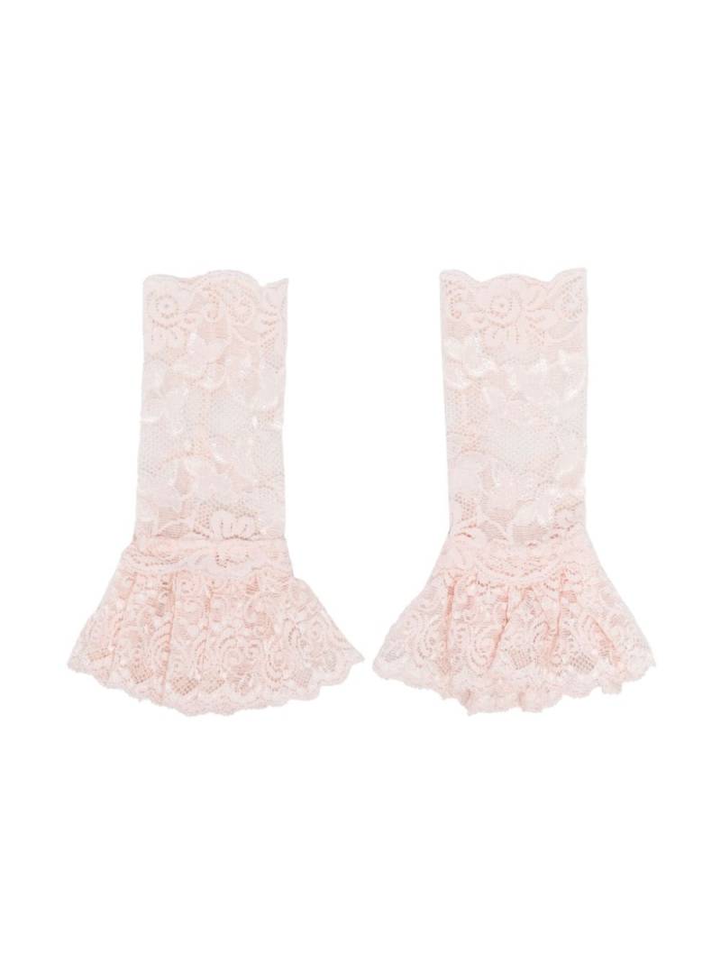 Monnalisa ruffle lace-embroidery gloves - Pink von Monnalisa