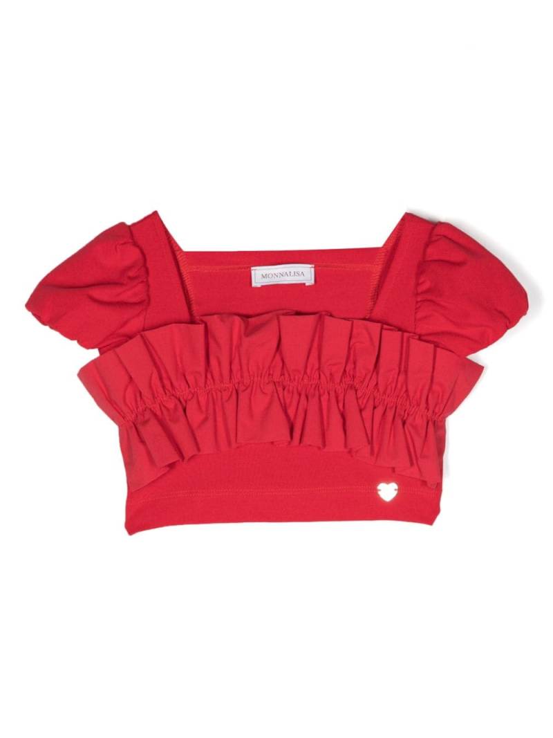 Monnalisa ruffle-trimmed crop top - Red von Monnalisa