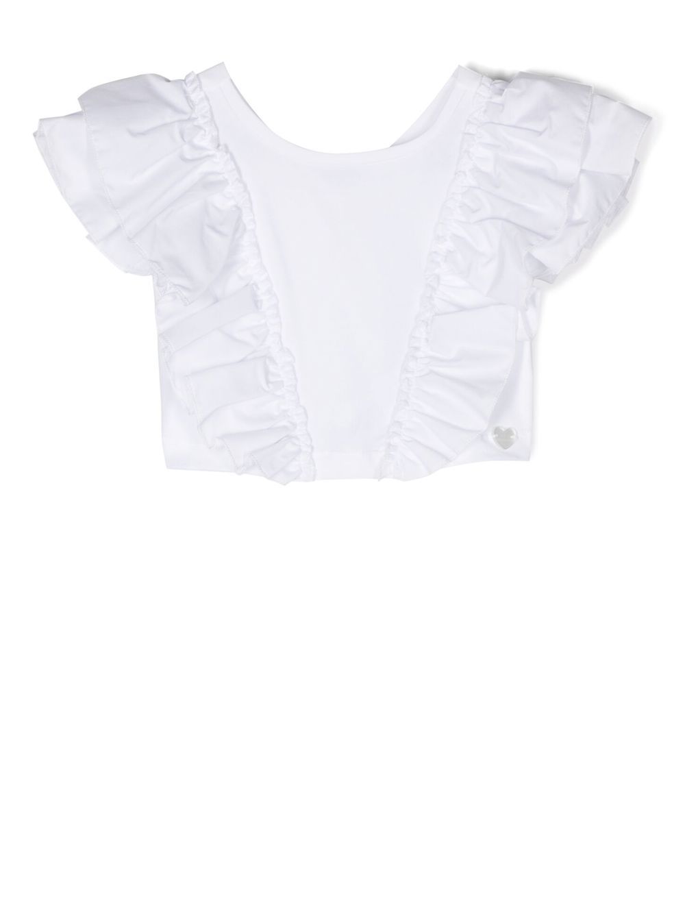 Monnalisa ruffled V-back T-Shirt - White von Monnalisa