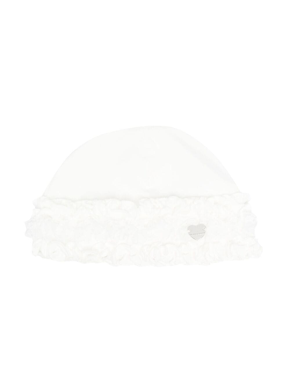 Monnalisa ruffled logo beanie - White von Monnalisa