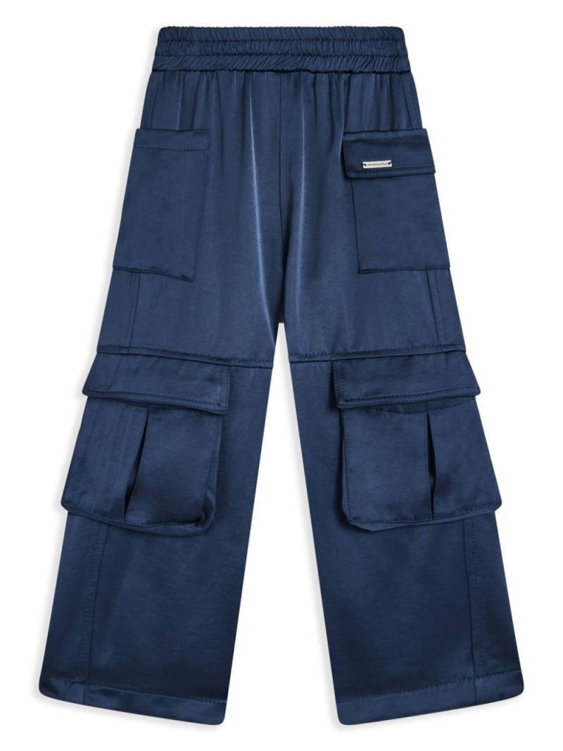 Monnalisa satin cargo trousers - Blue von Monnalisa