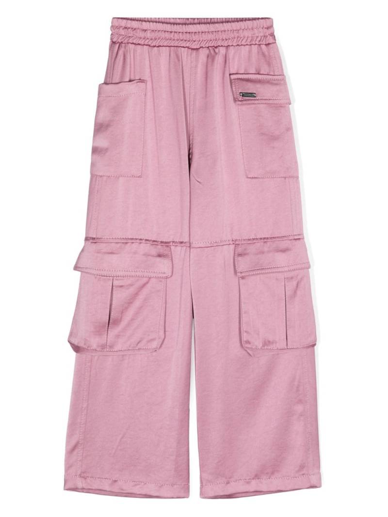 Monnalisa satin cargo trousers - Pink von Monnalisa