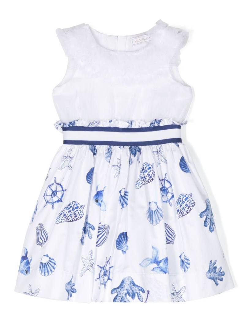 Monnalisa sea life-print flared cotton dress - White von Monnalisa