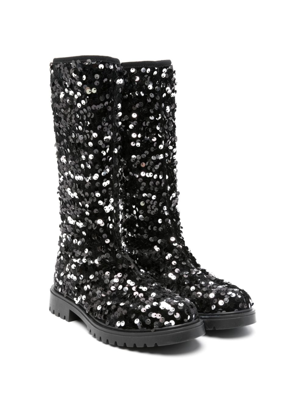 Monnalisa sequin-design tall boots - Black von Monnalisa