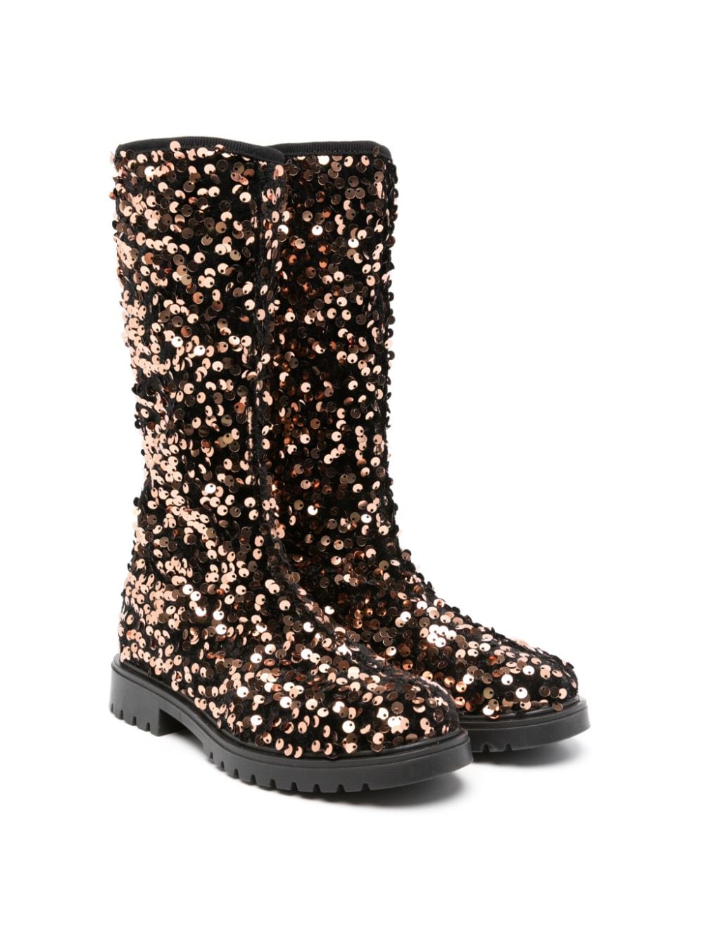 Monnalisa sequin-design tall boots - Black von Monnalisa