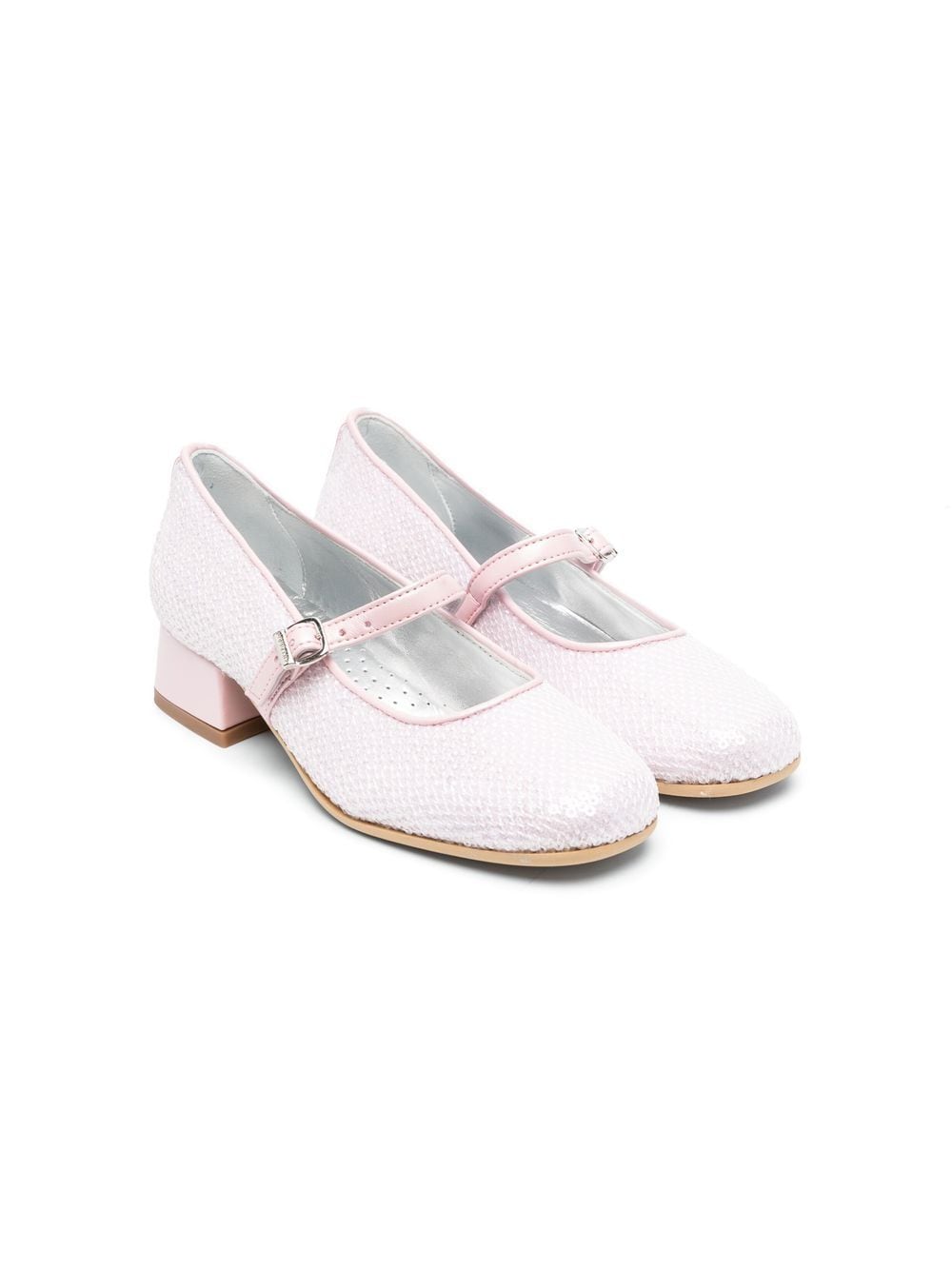 Monnalisa sequin-embellished 35mm ballerina shoes - Pink von Monnalisa