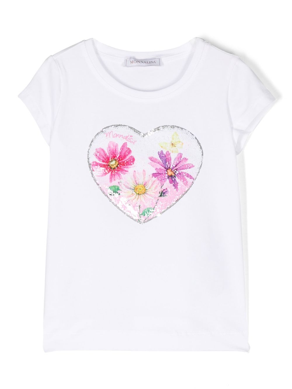 Monnalisa sequin-embellished floral T-shirt - White von Monnalisa