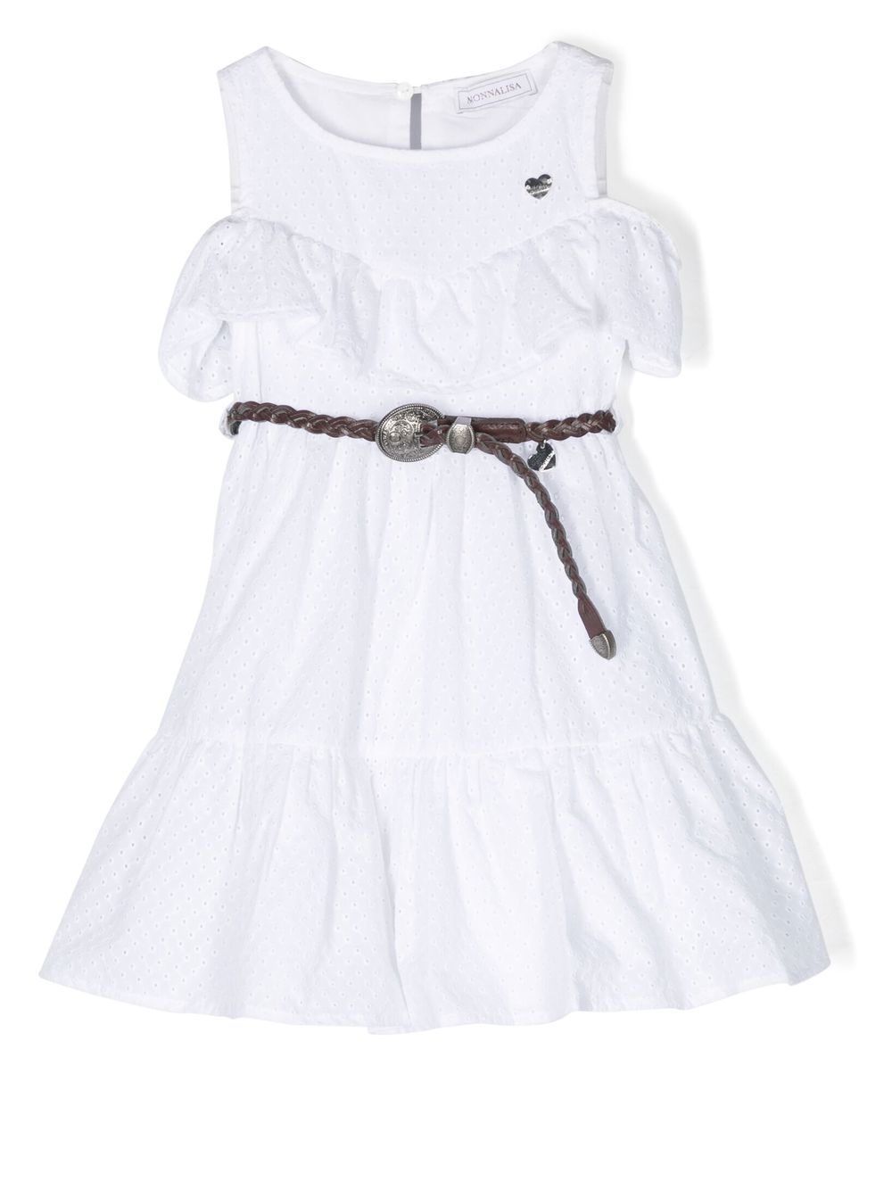 Monnalisa sleeveless tiered dress - White von Monnalisa