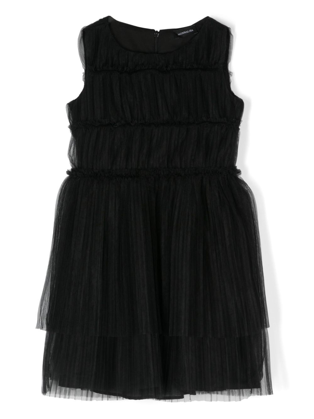 Monnalisa sleeveless tiered tulle dress - Black von Monnalisa