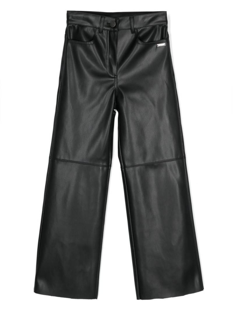 Monnalisa straight-leg faux-leather trousers - Black von Monnalisa