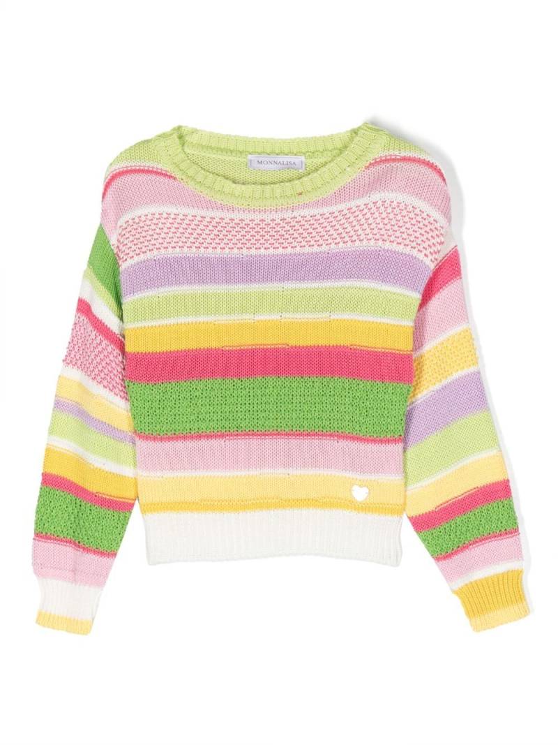 Monnalisa striped knit jumper - Pink von Monnalisa