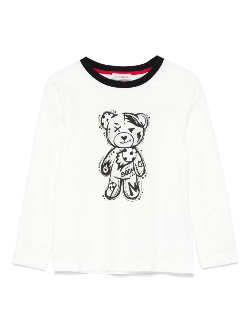 Monnalisa teddy bear cotton T-shirt - White von Monnalisa