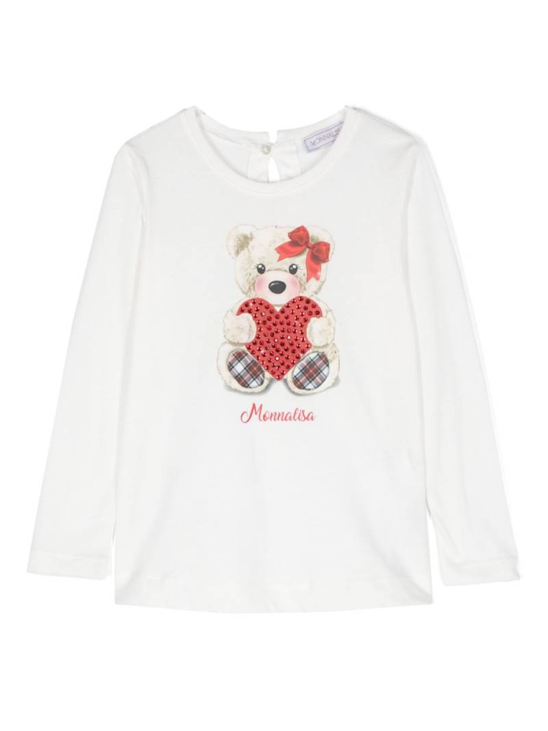 Monnalisa teddy bear-print T-shirt - White von Monnalisa