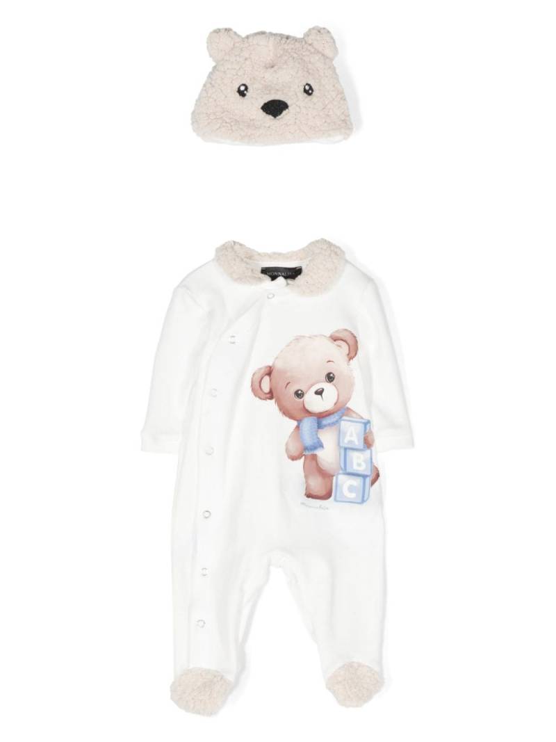 Monnalisa teddy bear-print cotton pajamas - Neutrals von Monnalisa