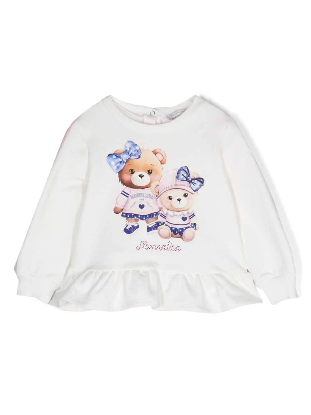 Monnalisa teddy bear-print cotton sweatshirt - White von Monnalisa