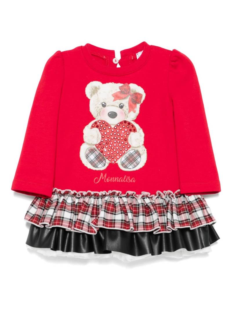 Monnalisa teddy bear-print dress - Red von Monnalisa