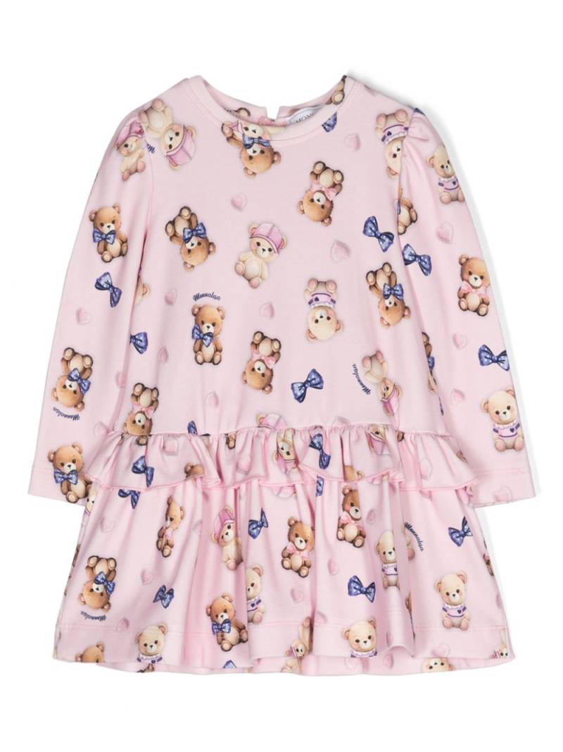 Monnalisa teddy bear-print jersey dress - Pink von Monnalisa