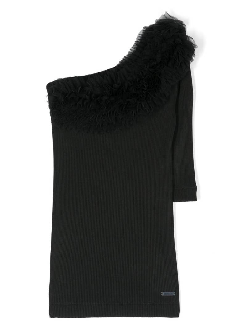 Monnalisa tulle-detail dress - Black von Monnalisa