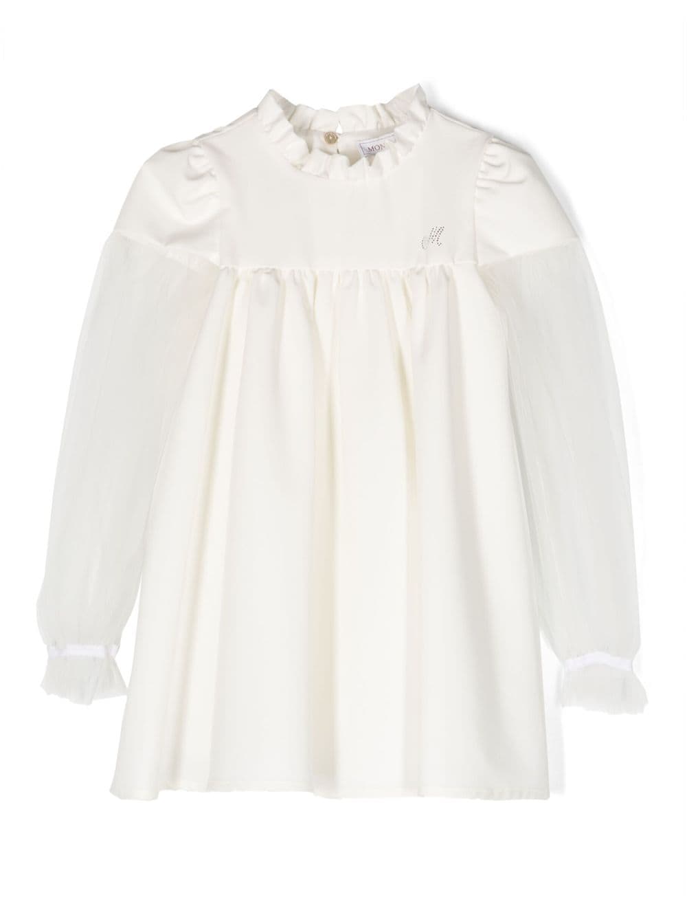 Monnalisa tulle-sleeves flared dress - White von Monnalisa