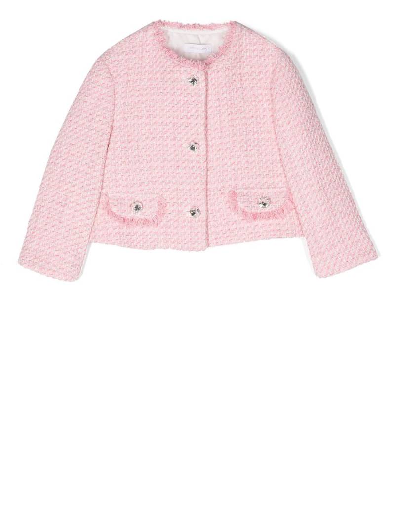 Monnalisa tweed button-down jacket - Pink von Monnalisa